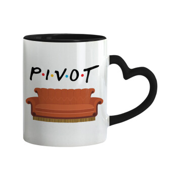 Friends Pivot, Mug heart black handle, ceramic, 330ml