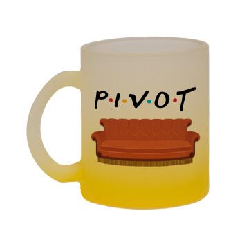 Friends Pivot, Κούπα γυάλινη δίχρωμη με βάση το κίτρινο ματ, 330ml