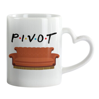 Friends Pivot, Mug heart handle, ceramic, 330ml