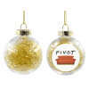 Transparent Christmas tree ball ornament with gold filling 8cm