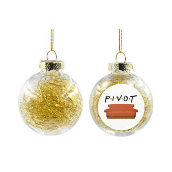 Friends Pivot, Transparent Christmas tree ball ornament with gold filling 8cm