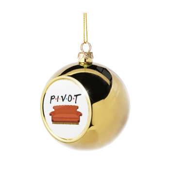 Friends Pivot, Golden Christmas tree ball ornament 8cm