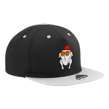 Friends turkey, Adult Flat Snapback Hat Black/Grey, (100% COTTON TWILL, ADULT, UNISEX, ONE SIZE)