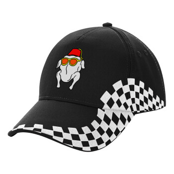 Friends turkey, Adult Ultimate BLACK RACING Cap, (100% COTTON DRILL, ADULT, UNISEX, ONE SIZE)