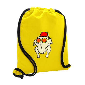 Friends turkey, Τσάντα πλάτης πουγκί GYMBAG Κίτρινη, με τσέπη (40x48cm) & χονδρά κορδόνια