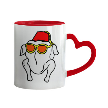 Friends turkey, Mug heart red handle, ceramic, 330ml