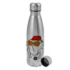 Metallic water bottle, stainless steel, 750ml