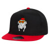 Children's Flat Snapback Hat, Black/Red (100% COTTON, CHILDREN'S, UNISEX, ONE SIZE)