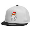 Child's Flat Snapback Hat, White (100% COTTON, CHILDREN'S, UNISEX, ONE SIZE)