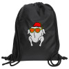 Backpack pouch GYMBAG Black, with pocket (40x48cm) & thick cords