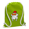 Backpack bag GYMBAG LIME GREEN, with pocket (40x48cm) & thick cords