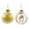 Transparent Christmas tree ball ornament with gold filling 8cm