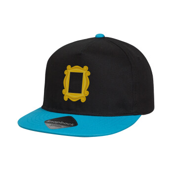 Friends frame, Child's Flat Snapback Hat, Black/Blue (100% COTTON, CHILD, UNISEX, ONE SIZE)