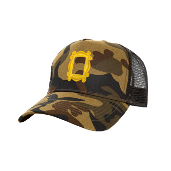 Friends frame, Adult Structured Trucker Hat, with Mesh, (Camouflage) Army (100% COTTON, ADULT, UNISEX, ONE SIZE)