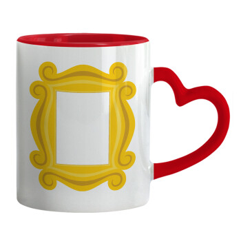 Friends frame, Mug heart red handle, ceramic, 330ml