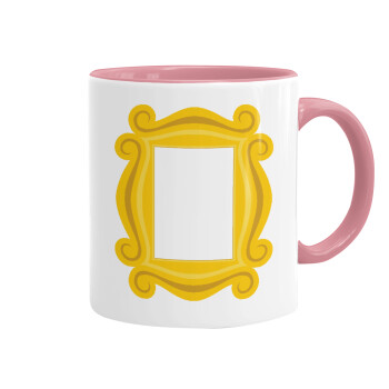 Friends frame, Mug colored pink, ceramic, 330ml