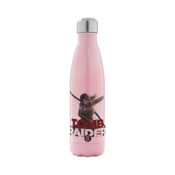Tomb raider, Metal mug thermos Pink Iridiscent (Stainless steel), double wall, 500ml