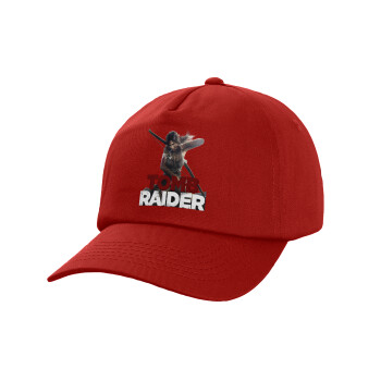 Tomb raider, Καπέλο παιδικό Baseball, 100% Βαμβακερό Twill, Κόκκινο (ΒΑΜΒΑΚΕΡΟ, ΠΑΙΔΙΚΟ, UNISEX, ONE SIZE)