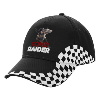 Tomb raider, Adult Ultimate BLACK RACING Cap, (100% COTTON DRILL, ADULT, UNISEX, ONE SIZE)