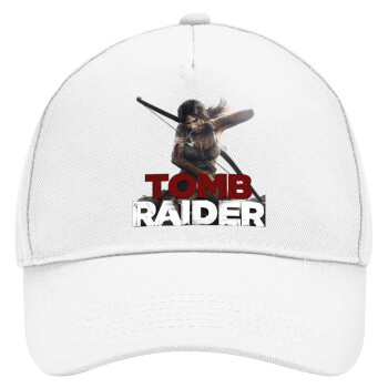 Tomb raider, Adult Baseball Cap, Drill, White (100% COTTON, ADULT, UNISEX, ONE SIZE)