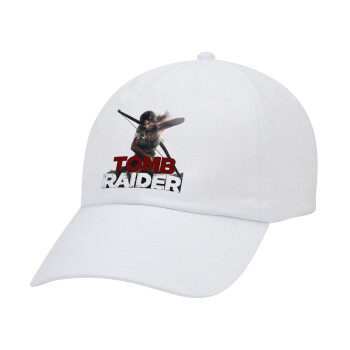 Tomb raider, Adult Baseball Cap White 5-panel (POLYESTER, ADULT, UNISEX, ONE SIZE)