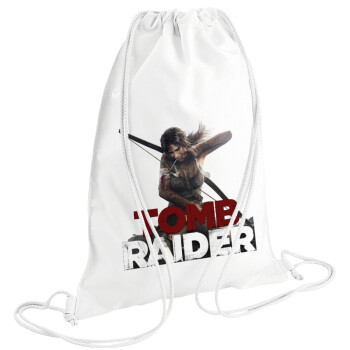 Tomb raider, Backpack pouch GYMBAG white (28x40cm)