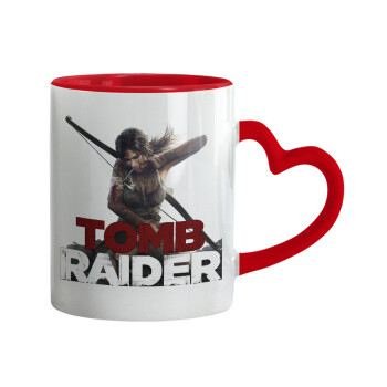 Tomb raider, Κούπα καρδιά χερούλι κόκκινη, κεραμική, 330ml