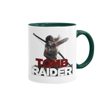 Tomb raider, Κούπα χρωματιστή πράσινη, κεραμική, 330ml