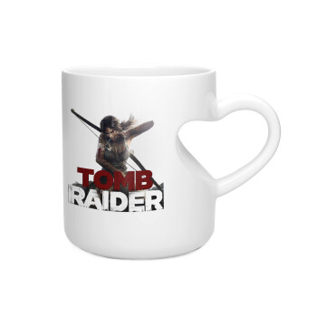 Tomb raider, Κούπα καρδιά λευκή, κεραμική, 330ml