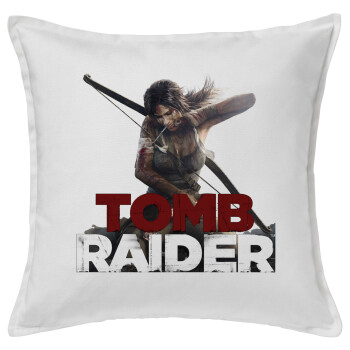 Tomb raider, Sofa cushion White 50x50cm includes filling