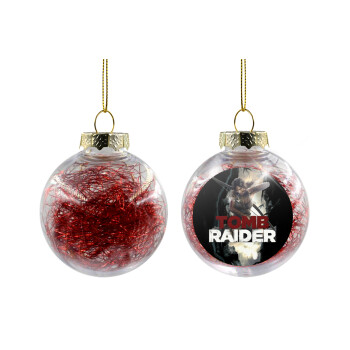 Tomb raider, Χριστουγεννιάτικη μπάλα δένδρου διάφανη με κόκκινο γέμισμα 8cm