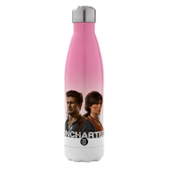 Uncharted, Metal mug thermos Pink/White (Stainless steel), double wall, 500ml