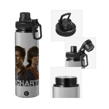 Uncharted, Metallic water bottle with safety cap, 850ml aluminum