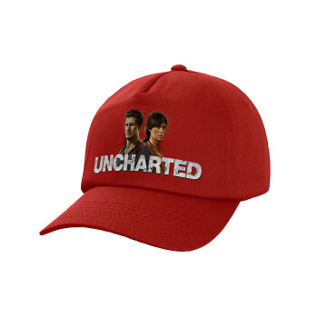 Uncharted, Καπέλο παιδικό Baseball, 100% Βαμβακερό Twill, Κόκκινο (ΒΑΜΒΑΚΕΡΟ, ΠΑΙΔΙΚΟ, UNISEX, ONE SIZE)