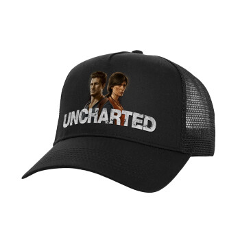Uncharted, Καπέλο Ενηλίκων Structured Trucker, με Δίχτυ, Μαύρο (100% ΒΑΜΒΑΚΕΡΟ, ΕΝΗΛΙΚΩΝ, UNISEX, ONE SIZE)