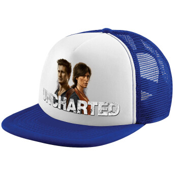 Uncharted, Child's Soft Trucker Hat with Blue/White Mesh (POLYESTER, CHILD, ONE SIZE)