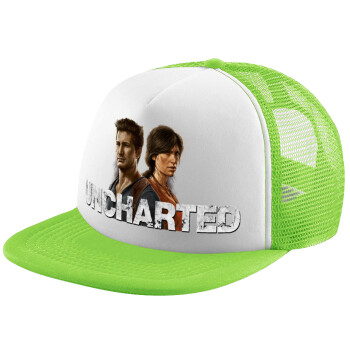 Uncharted, Καπέλο παιδικό Soft Trucker με Δίχτυ ΠΡΑΣΙΝΟ/ΛΕΥΚΟ (POLYESTER, ΠΑΙΔΙΚΟ, ONE SIZE)