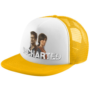 Uncharted, Adult Soft Trucker Hat with Yellow/White Mesh (POLYESTER, ADULT, UNISEX, ONE SIZE)