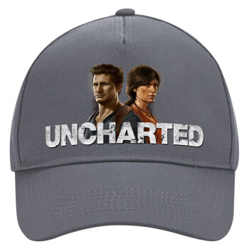 Uncharted, Ultimate Adult Hat Grey, (100% COTTON DRILL, ADULT, UNISEX, ONE SIZE)