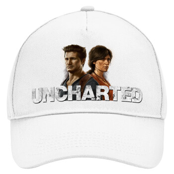 Uncharted, Καπέλο Ενηλίκων Baseball, Drill, Λευκό (100% ΒΑΜΒΑΚΕΡΟ, ΕΝΗΛΙΚΩΝ, UNISEX, ONE SIZE)