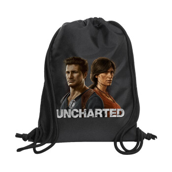 Uncharted, Backpack pouch GYMBAG Black, with pocket (40x48cm) & thick cords