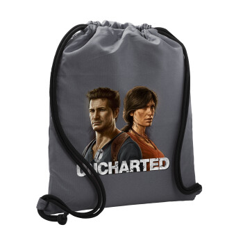 Uncharted, Τσάντα πλάτης πουγκί GYMBAG ΓΚΡΙ, με τσέπη (40x48cm) & χονδρά κορδόνια