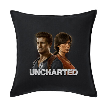 Uncharted, Μαξιλάρι καναπέ Μαύρο 100% βαμβάκι, περιέχεται το γέμισμα (50x50cm)