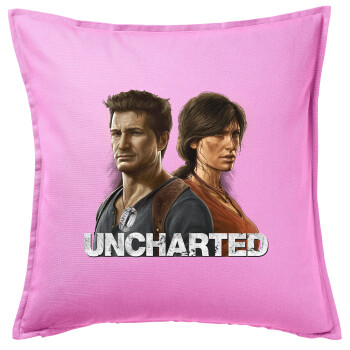 Uncharted, Μαξιλάρι καναπέ ΡΟΖ 100% βαμβάκι, περιέχεται το γέμισμα (50x50cm)