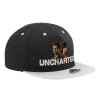 Adult Flat Snapback Hat Black/Grey, (100% COTTON TWILL, ADULT, UNISEX, ONE SIZE)