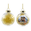 Transparent Christmas tree ball ornament with gold filling 8cm