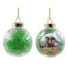 Transparent Christmas tree ball ornament with green filling 8cm