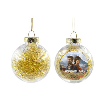 Uncharted, Transparent Christmas tree ball ornament with gold filling 8cm