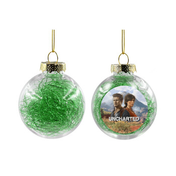 Uncharted, Transparent Christmas tree ball ornament with green filling 8cm