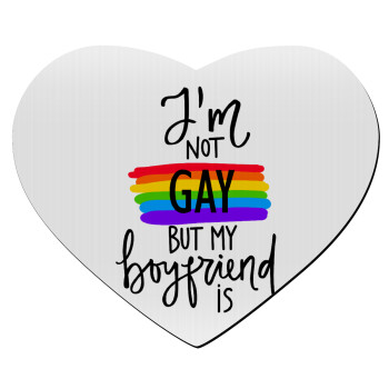 i'a not gay, but my boyfriend is., Mousepad καρδιά 23x20cm